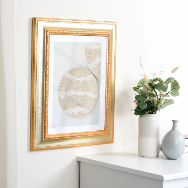 Cadre de style baroque Verdun sur mesure argent avec bordure en or | verre standard (2 mm)