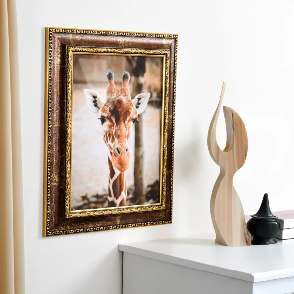 Barockrahmen Verdun 25x35 cm | Braun mit goldener Zierleiste | Normalglas (2 mm)