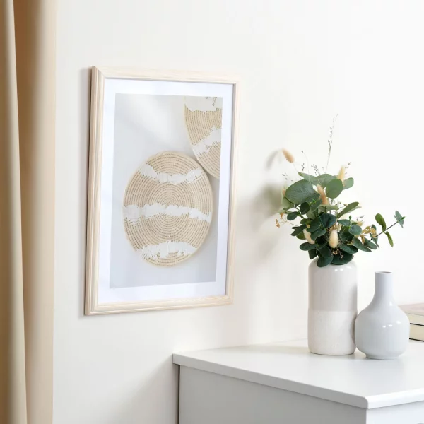 Cadre en bois Saint-Michel sur mesure naturel-blanc | verre standard (2 mm)