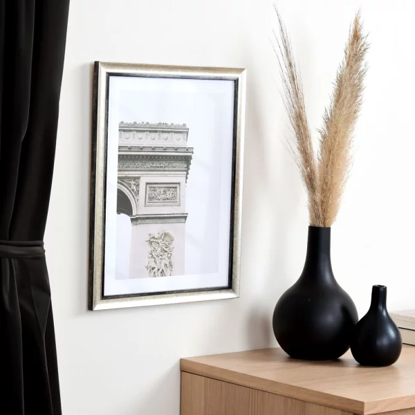 Cadre en bois Pau sur mesure argent | verre standard (2 mm)