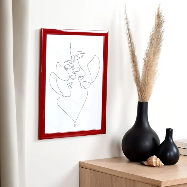 Holz Bilderrahmen Paris 70x100 cm | rot hochglanz | ohne Glas, mit Rückwand