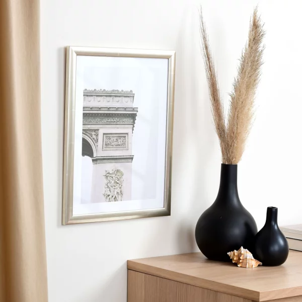 Holz Bilderrahmen Paris 70x100 cm | silber | ohne Glas, mit Rückwand