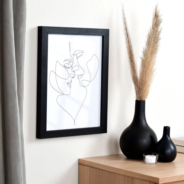 Cadre en bois Calais sur mesure noir | cadre vide (sans verre ni panneau arrière)