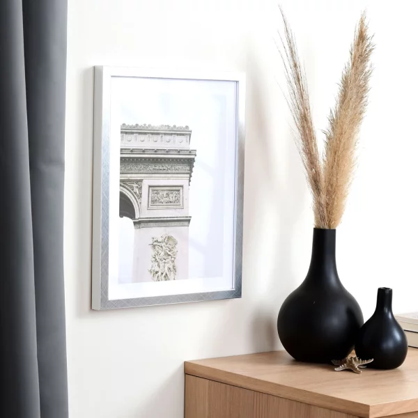 Cadre en bois Figari sur mesure argent | verre standard (2 mm)