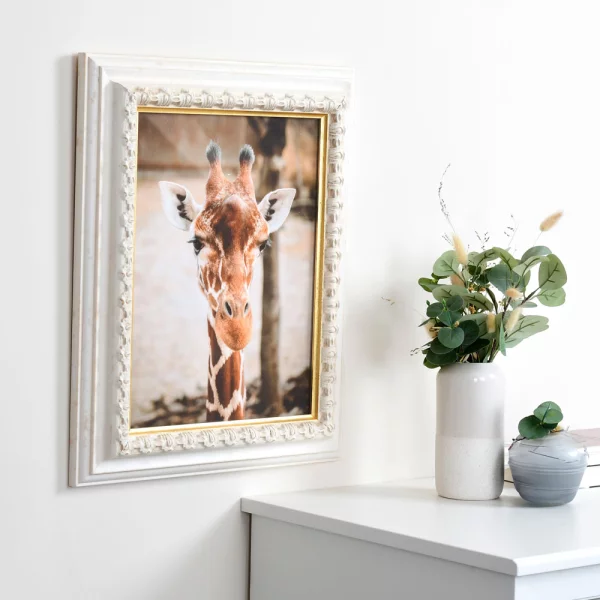 Barock Bilderrahmen Orsay 25x70 cm | weiß-gold | Normalglas (2 mm)