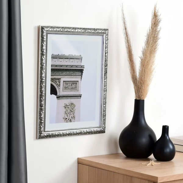 Cadre de style baroque Cassis sur mesure argent | verre standard (2 mm)