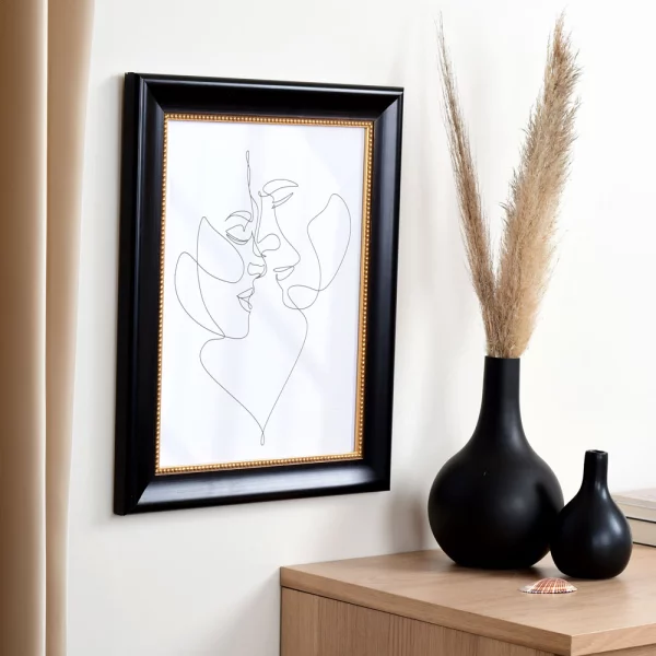 Barock Bilderrahmen Boulay breit 30x30 cm | schwarz | Normalglas (2 mm)