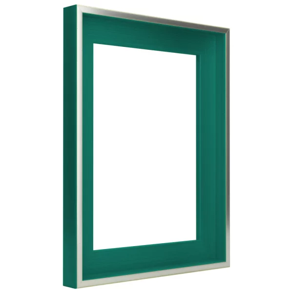 Schattenfugenrahmen Schlieren 20x30 cm | Silber auf Grasgruen | Leerrahmen (ohne Glas und Rückwand)