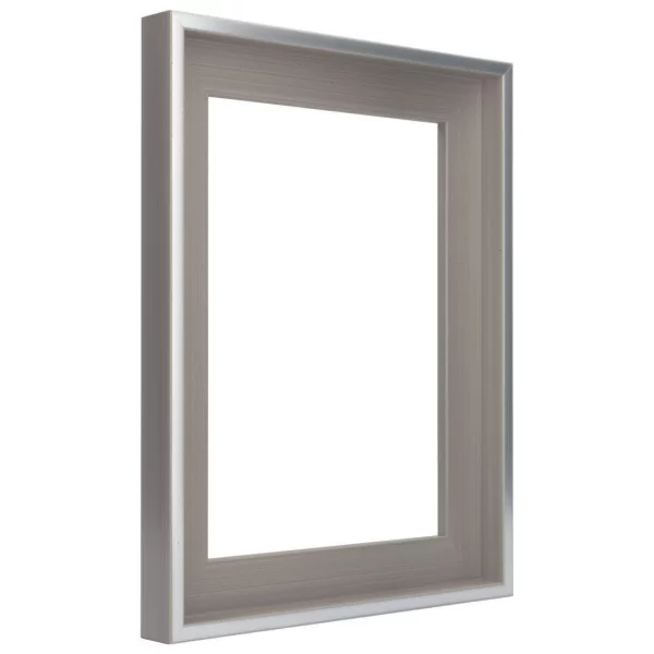 Schattenfugenrahmen Schlieren 30x40 cm | Silber auf lichtem Grau | Leerrahmen (ohne Glas und Rückwand)