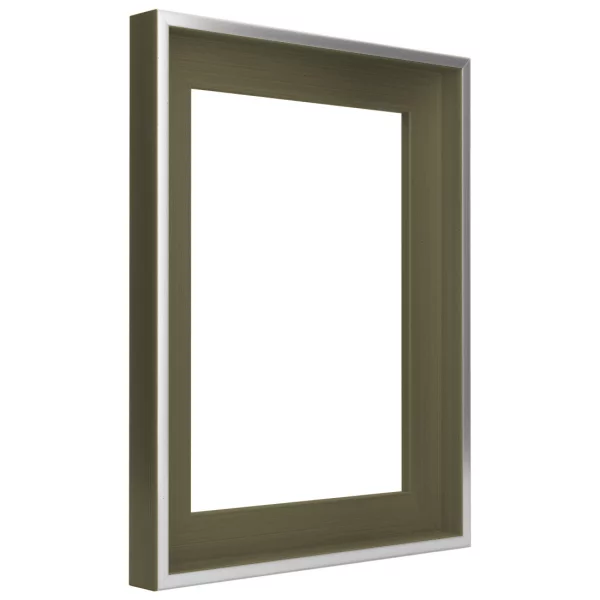 Schattenfugenrahmen Schlieren 40x50 cm | Silber auf Photografiebraun | Leerrahmen (ohne Glas und Rückwand)