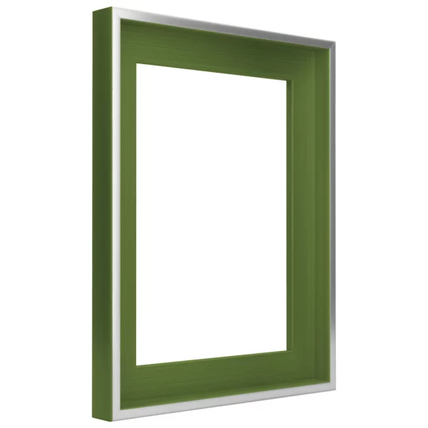 Schattenfugenrahmen Schlieren 30x40 cm | Silber auf Waldgrün | Leerrahmen (ohne Glas und Rückwand)