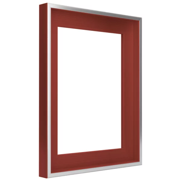 Schattenfugenrahmen Schlieren 50x60 cm | Silber mit Bordeauxrot | Leerrahmen (ohne Glas und Rückwand)