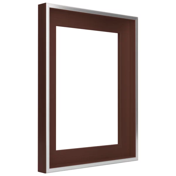 Schattenfugenrahmen Schlieren 50x60 cm | Silber mit Kaffeebraun | Leerrahmen (ohne Glas und Rückwand)