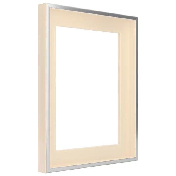 Schattenfugenrahmen Schlieren 50x60 cm | Silber mit Perlweiss | Leerrahmen (ohne Glas und Rückwand)