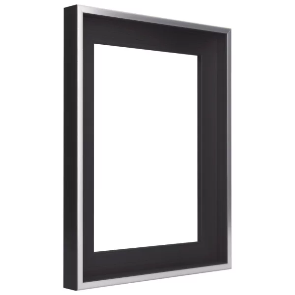 Schattenfugenrahmen Schlieren 50x60 cm | Silber mit Schwarz | Leerrahmen (ohne Glas und Rückwand)