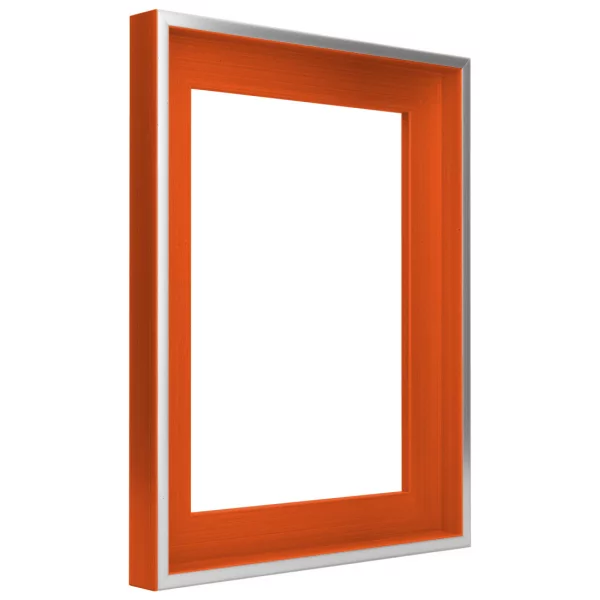Schattenfugenrahmen Schlieren 50x60 cm | Silber mit Terrakotta | Leerrahmen (ohne Glas und Rückwand)