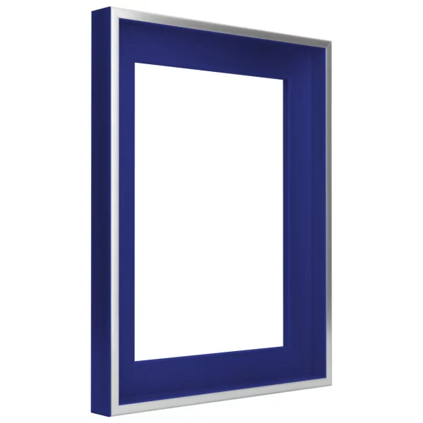 Schattenfugenrahmen Schlieren 50x60 cm | Silber mit Ultramarinblau | Leerrahmen (ohne Glas und Rückwand)