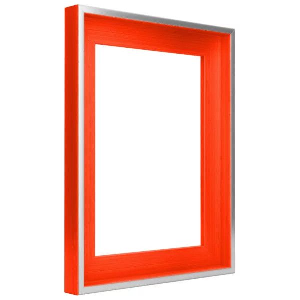 Schattenfugenrahmen Schlieren nach Mass Silber auf leuchtend Orange | Leerrahmen (ohne Glas und Rückwand)