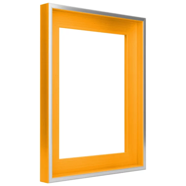 Schattenfugenrahmen Schlieren nach Mass Silber mit Sonnengelb | Leerrahmen (ohne Glas und Rückwand)