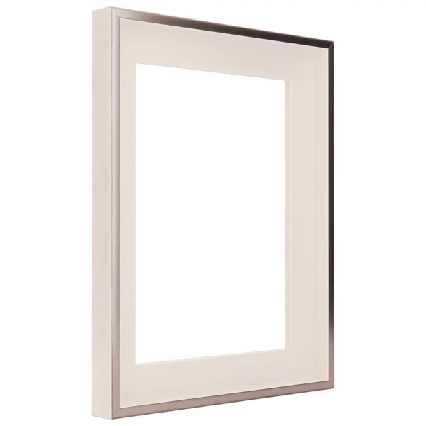 Schattenfugenrahmen Schlieren nach Mass Stahlgrau auf Perlweiß | Leerrahmen (ohne Glas und Rückwand)