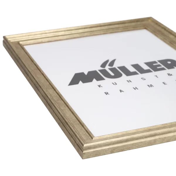 Cadre en bois Brême sur mesure or blanc | verre standard (2 mm)