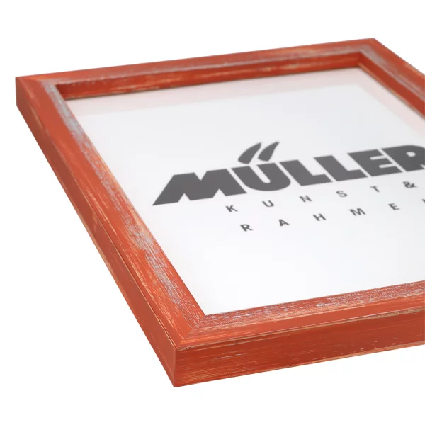 Holz-Bilderrahmen Rodgau nach Mass Orange | Normalglas (2 mm)