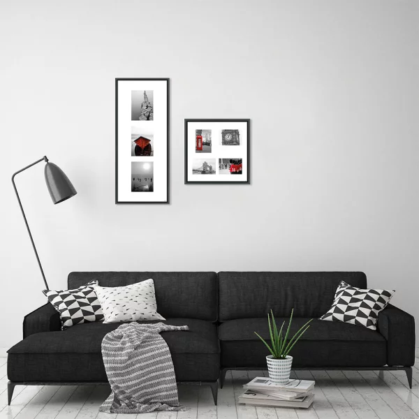 Cadre multi photos Junior pour 3 photos 20x60 cm (3x 10x15 cm) | argent mat | verre standard (2 mm)
