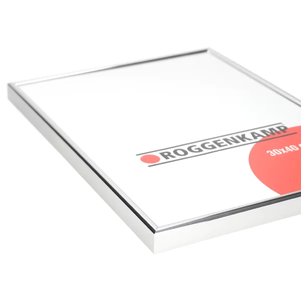 Cadre en aluminium Profil R - sur mesure argent | verre en acrylique antiflet (3 mm)