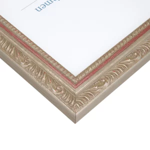 Barock-Bilderrahmen Marbella nach Maß Silber | Normalglas (2 mm)