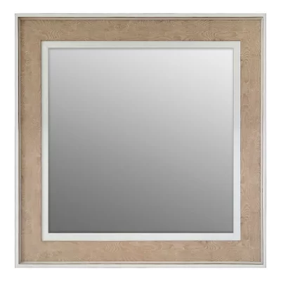 Lustro na ścianę Cosy 40x40 cm | dąb/biały | lustro (2 mm)