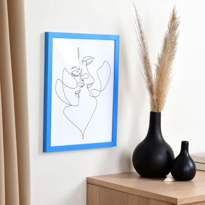 Holzrahmen Top Cube Maßanfertigung blau | Normalglas (2 mm)