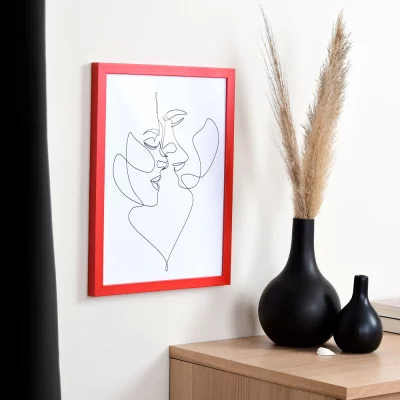 Holzrahmen Top Cube Maßanfertigung rot | Normalglas (2 mm)