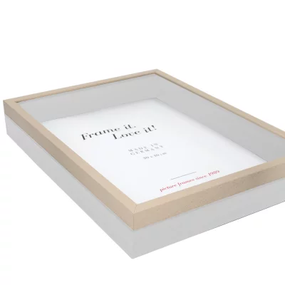 Unibox Bildram 13x18 cm | ljusbrun-vit | Standardglas (2 mm)