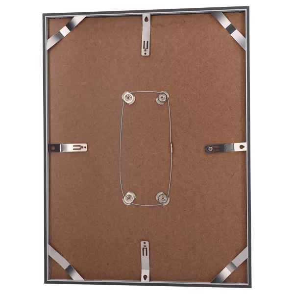 Alu-Bilderrahmen Barth NXT mit Distanzleiste, Serie 1131 18x24 cm | Dunkelgrau - Furnier Holzoptik | Normalglas (2 mm)