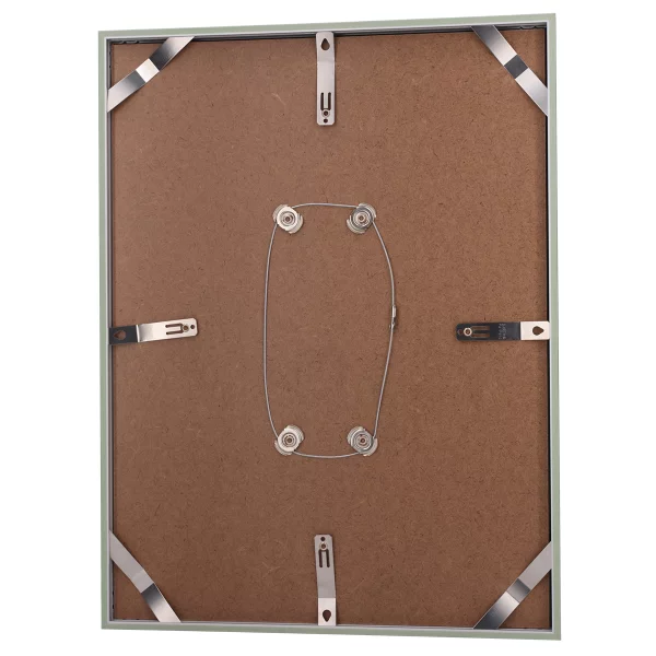 Alu-Bilderrahmen Barth NXT mit Distanzleiste, Serie 1131 18x24 cm | Lindgrün - Furnier Holzoptik | Normalglas (2 mm)