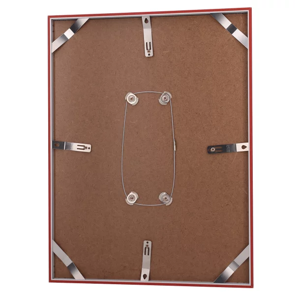 Alu-Bilderrahmen Barth NXT mit Distanzleiste, Serie 1131 18x24 cm | Rot - Furnier Holzoptik | Normalglas (2 mm)