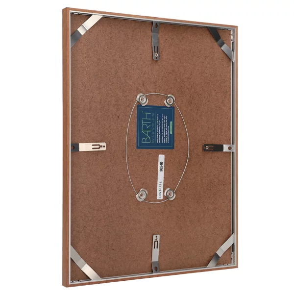 Schmaler Bilderrahmen mit Echtholzfurnier, aluminiumverstärkte Rückseite 60x70 cm | Sapeli Mahagoni Echtfurnier | Normalglas (2 mm)
