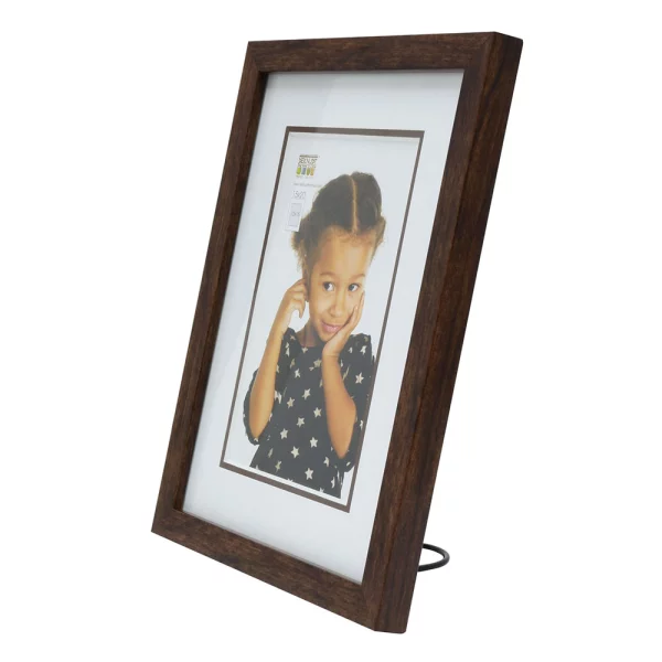 Cadre en bois David avec passe-partout 15x20 cm (10x15 cm) | brun | verre standard (2 mm)