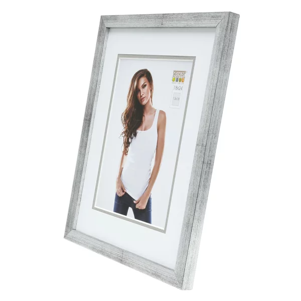 Cadre en bois David avec passe-partout 15x20 cm (10x15 cm) | argent | verre standard (2 mm)