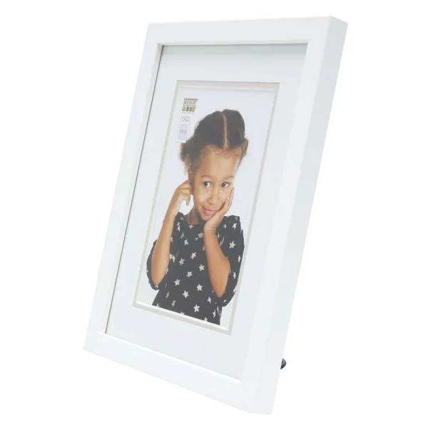 Cadre en bois David avec passe-partout 15x20 cm (10x15 cm) | blanc | verre standard (2 mm)