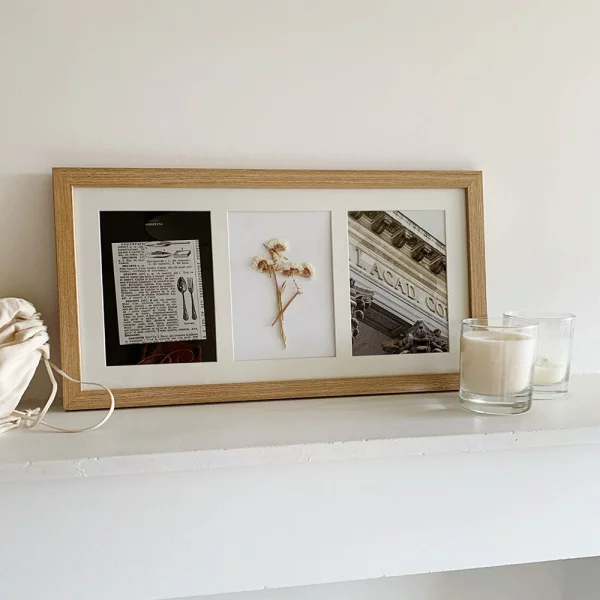 Cadre multi photos Juliette pour 3 photos 13x18 cm | naturel | verre standard (2 mm)