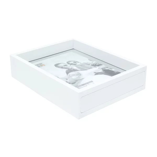 Cadre en bois entre deux verres pour un effet flottant 15x20 cm | blanc | verre standard (2 mm)