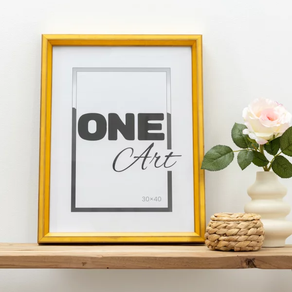 Holz-Bilderrahmen Ola 50x70 cm | Gold matt | Kunstglas (1 mm)