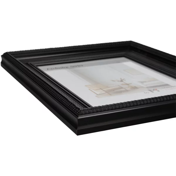 Exklusiver Holz-Bilderrahmen Fine 30x90 cm | Schwarz | Normalglas (2 mm)