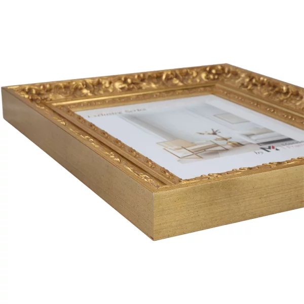 Holz Bilderrahmen Hirste nach Maß Gold | Normalglas (2 mm)