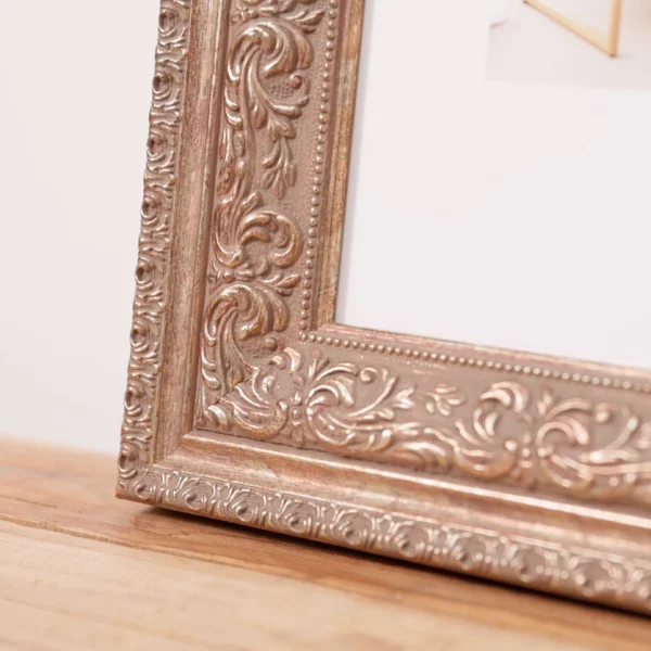 Holz-Bilderrahmen Fomat nach Maß Weißgold | Normalglas (2 mm)