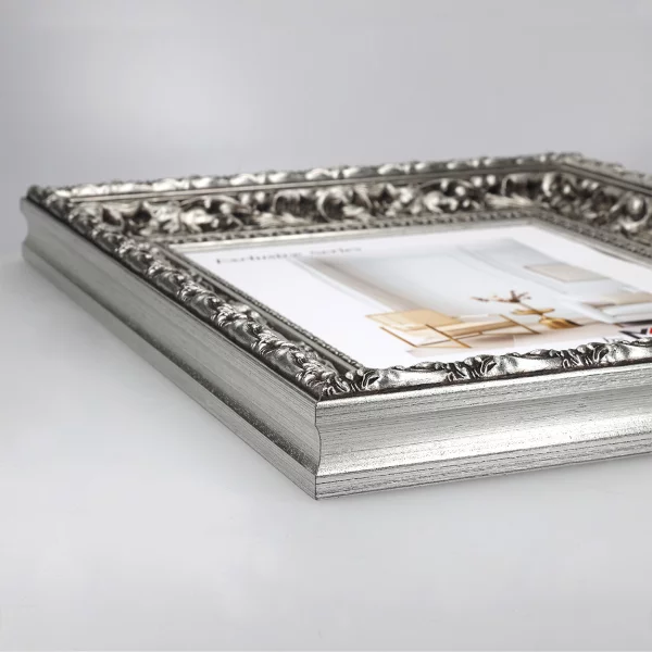 Exklusiver Holz-Bilderrahmen Calinda 20x30 cm | Silber | Leerrahmen (ohne Glas und Rückwand)