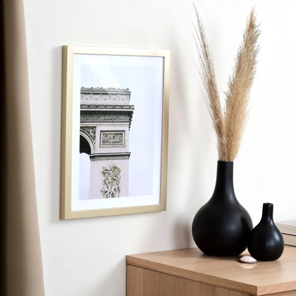 Cadre en bois Top Cube sur mesure or | verre antireflet mat (2 mm)