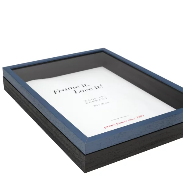 Unibox Bilderrahmen 13x18 cm | blau-schwarz | Normalglas (2 mm)