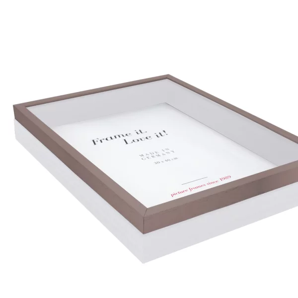 Houten kader Unibox 20x20 cm | bruin-wit | normaal glas (2 mm)